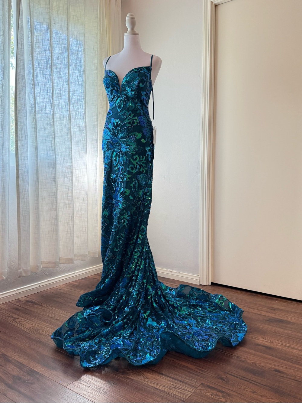 Stella Couture Style 24239 Sequin Lace up Back Evening Dress - Size 8